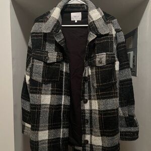 Anthropologie Greylin Eyelash Plaid Shacket